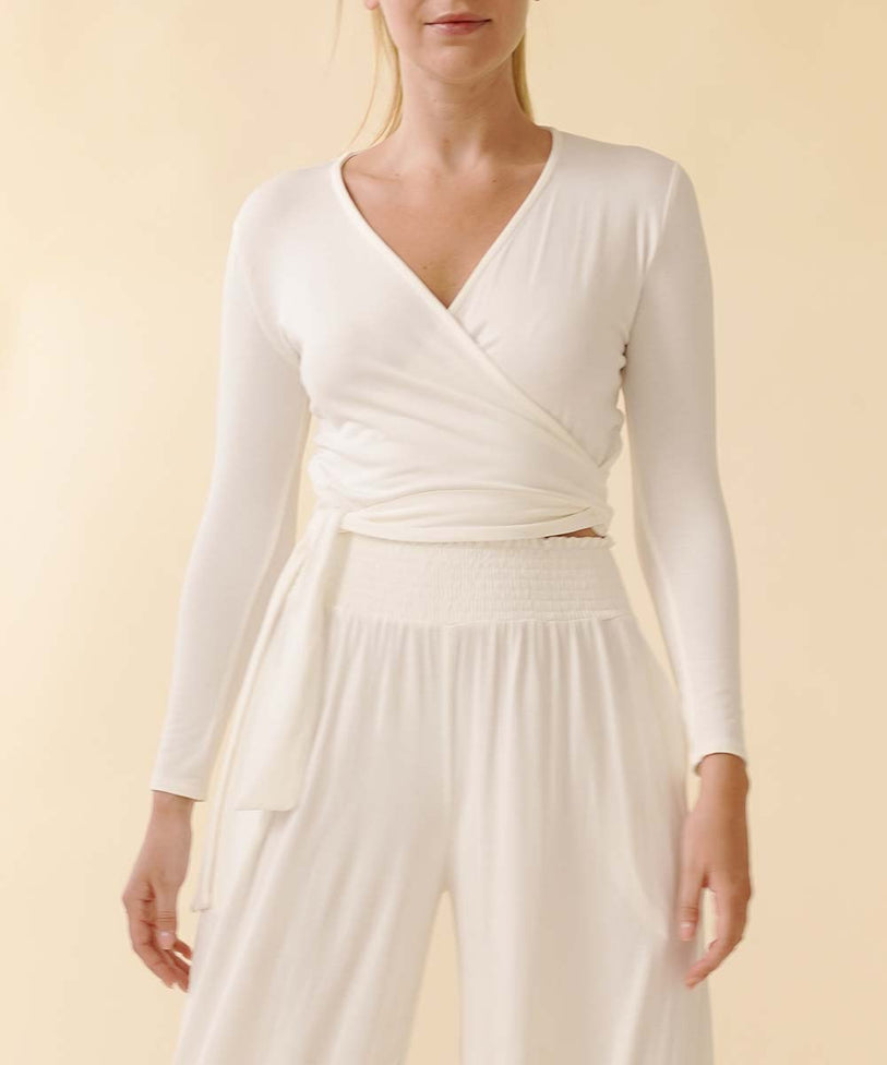 Bamboo Wrap Crop Top Ivory