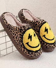 Smiley Face Leopard Plush Slippers