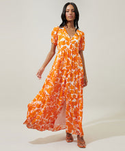 Capri Floral Tiered Orange and White Maxi Dress