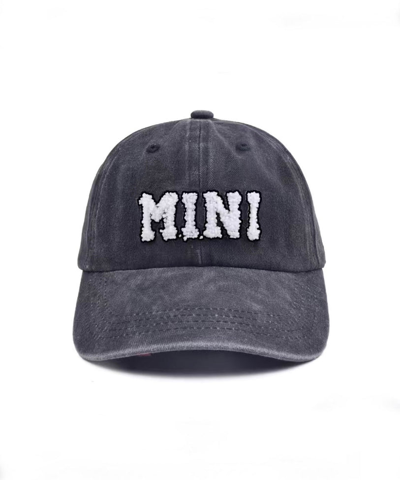 Mini Baseball Cap - Washed Black Color / Sherpa Letters