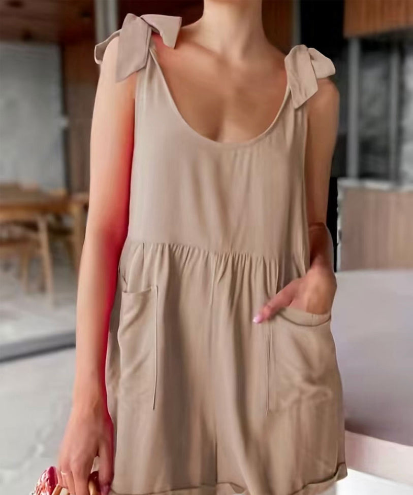 Oat Romper Bow Straps