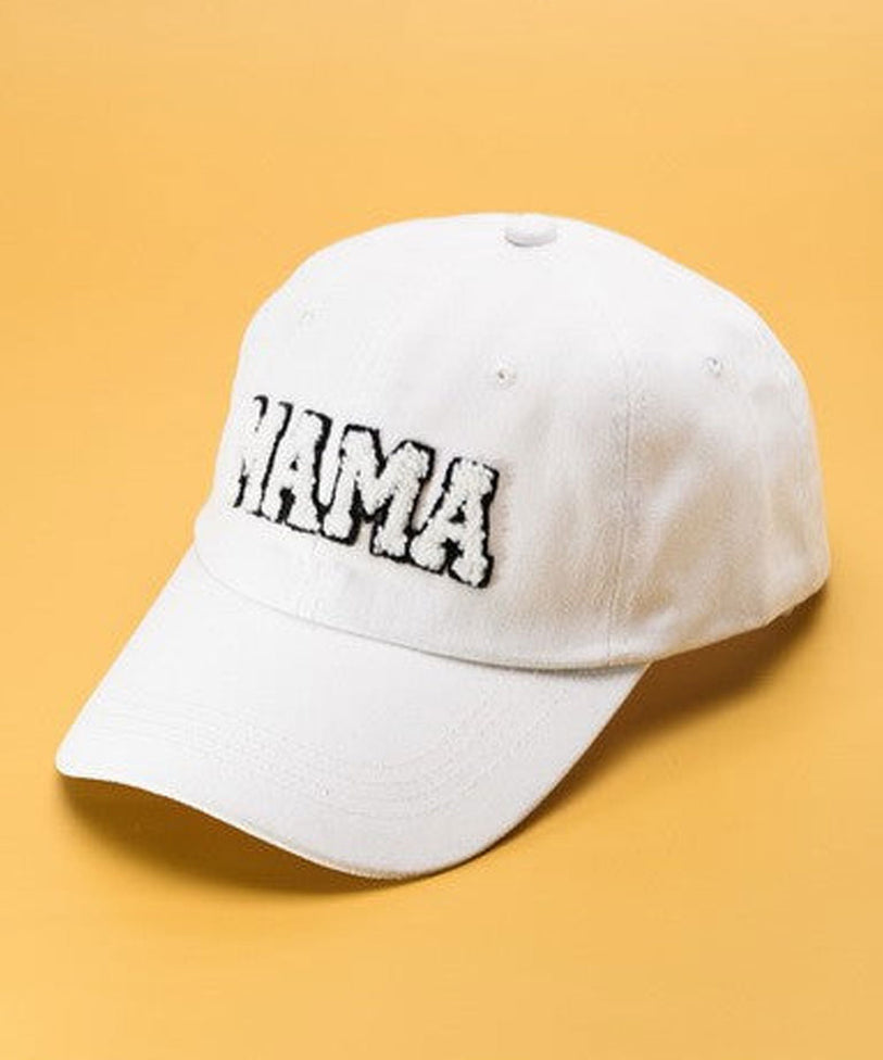Mama Baseball Cap - White Color / Sherpa Letters