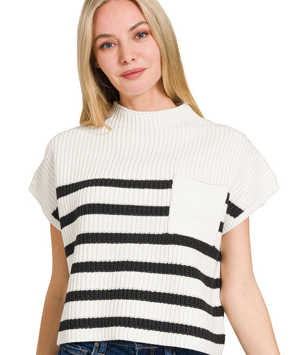 Short Sleeve Striped Sweater Top