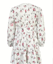 White and Pink Floral Long Sleeve Dress