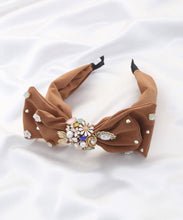 Antoinette Embellished Bow Headband - Mocha Color