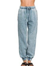 Washed Cotton Blue Sweatshirt and Jogger Set