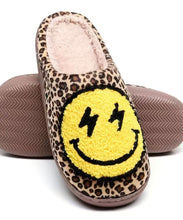 Smiley Face Leopard Plush Slippers