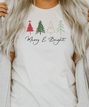 Merry and Bright Christmas Trees T-shirt - White Color