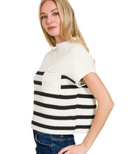 Short Sleeve Striped Sweater Top