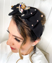Antoinette Embellished Bow Headband - Black Color