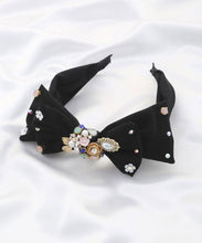 Antoinette Embellished Bow Headband - Black Color