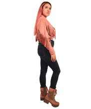 Lex Faux Suede Pink Fringe Jacket