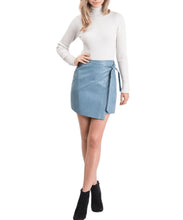 Kristen Vegan Leather Blue Mini Skirt - Adjustable Waist