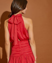 Red Chiffon Shirred Dress