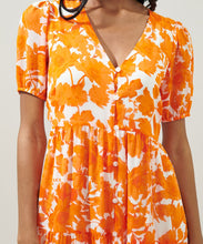 Capri Floral Tiered Orange and White Maxi Dress