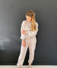 Cafe Latte Balloon Sleeves Sweatshirt and Jogger Set