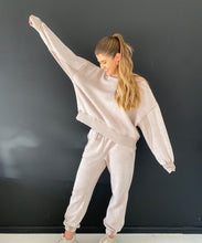 Cafe Latte Balloon Sleeves Sweatshirt and Jogger Set